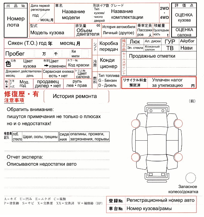 аукционный лист JU