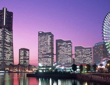 Вид на деловой район города Йокогамы