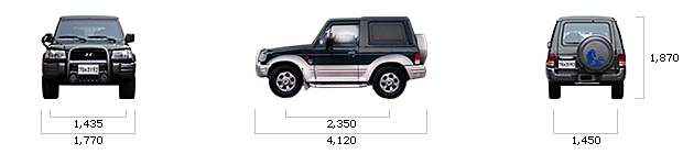 размеры hyundai GALLOPER 2 2-места Short Body Van Turbo EXCEED Standard M/T