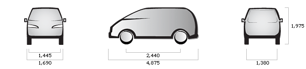 размеры hyundai GRACE diesel Window Van 3-места Super-type M/T