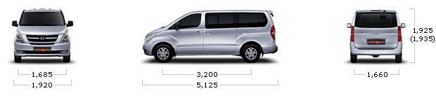размеры hyundai GRAND STAREX diesel Van 5-мест CVX Luxury M/T