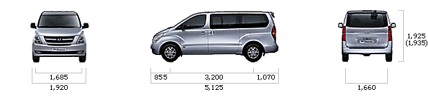 размеры hyundai GRAND STAREX LPI Wagon 12-мест CVX Luxury A/T